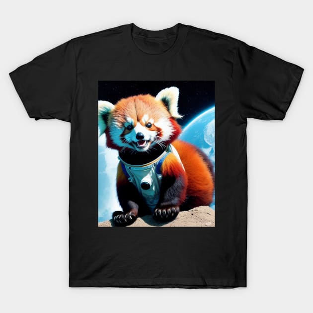 Happy Red Panda Spaceman Artwork T-Shirt by Pickledjo